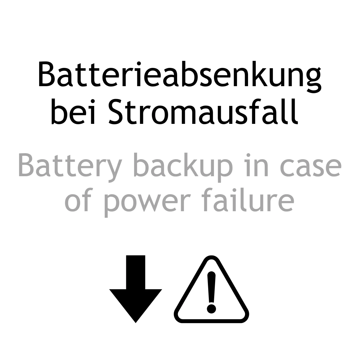 Textinformation zweisprachig: Notabsenkung Batterie. Emergency lowering battery.